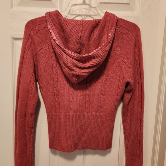 Roxy Pink Crop Zip Up Hoodie Sweater - Picture 2 of 4